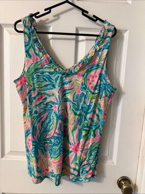 Lilly Pulitzer Tropical Floral Tank Top in Blue, Pink & Green